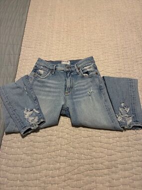 Agolde Light Blue Distressed Boyfriend Jeans SOPHIE CROP